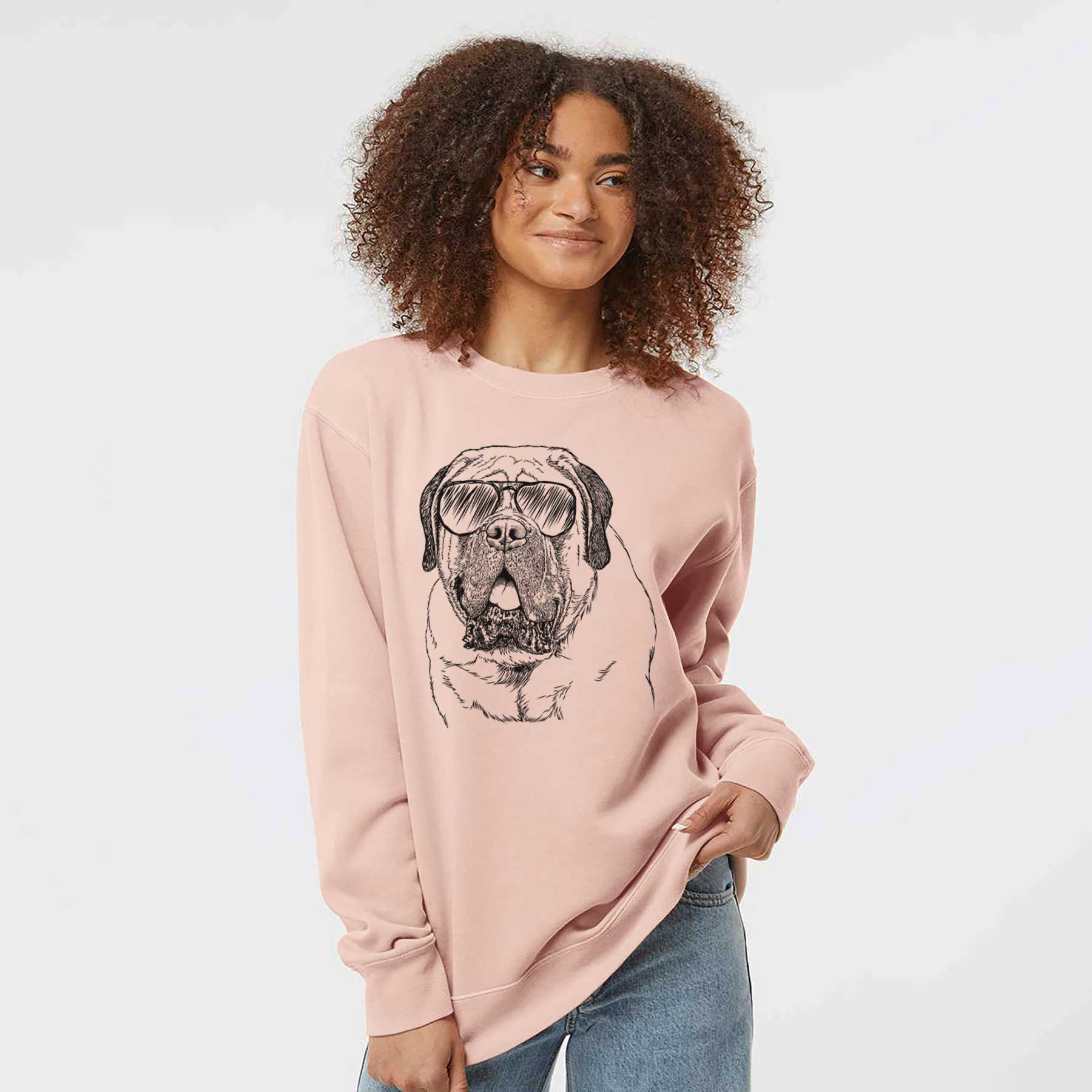 Aviator Jed the English Mastiff - Unisex Pigment Dyed Crew Sweatshirt