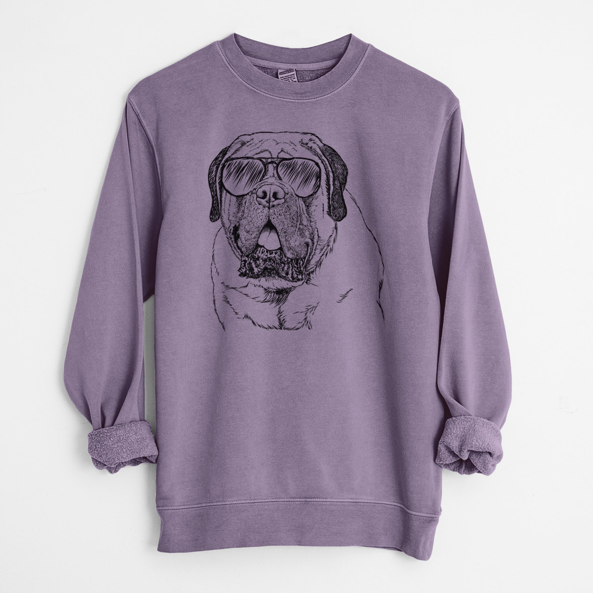 Aviator Jed the English Mastiff - Unisex Pigment Dyed Crew Sweatshirt