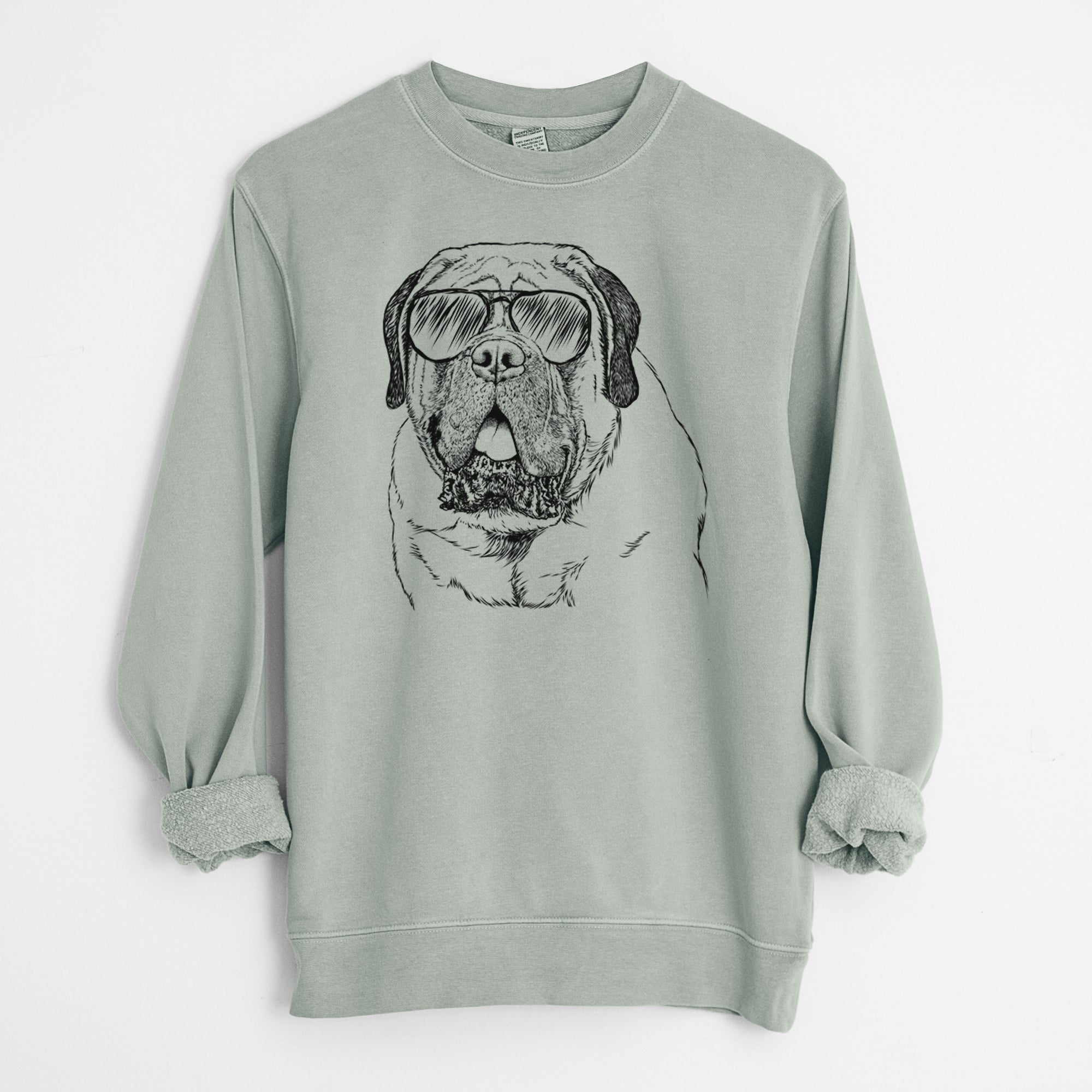 Aviator Jed the English Mastiff - Unisex Pigment Dyed Crew Sweatshirt