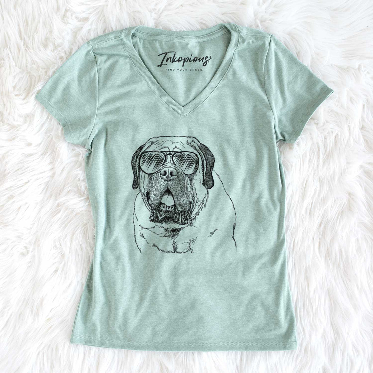 Aviator Jed the English Mastiff - Women's V-neck Shirt