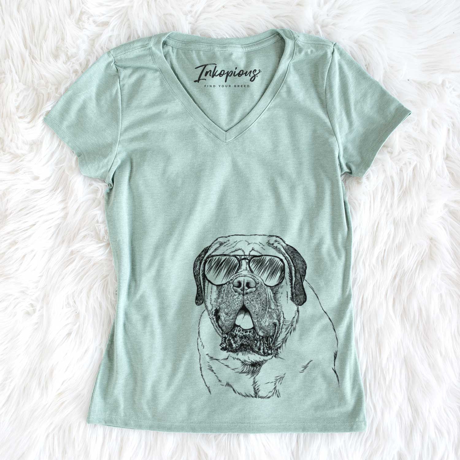 Aviator Jed the English Mastiff - Women's V-neck Shirt