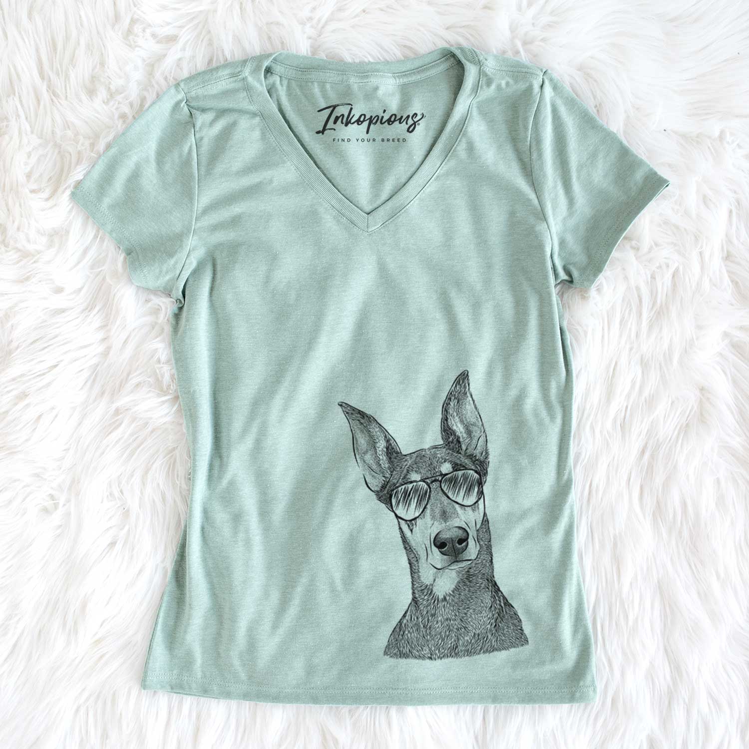 Aviator Jenna the Doberman Pinscher - Women's V-neck Shirt