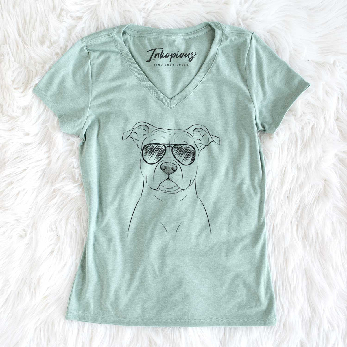 Aviator Jethro the American Staffordshire Terrier - Women's V-neck Shirt