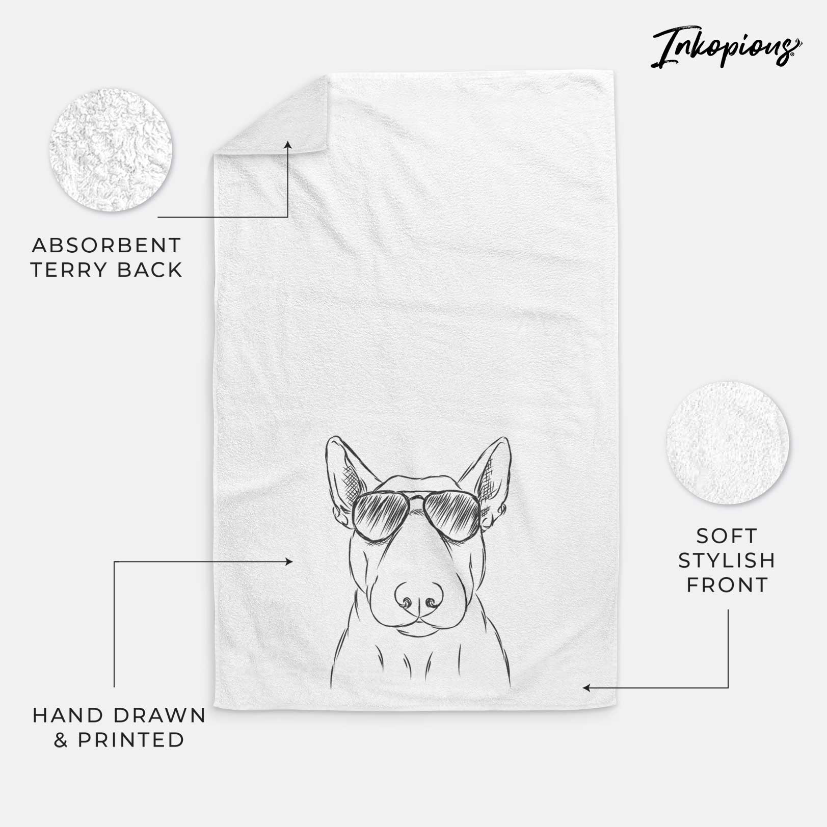 Jett the Bull Terrier Decorative Hand Towel