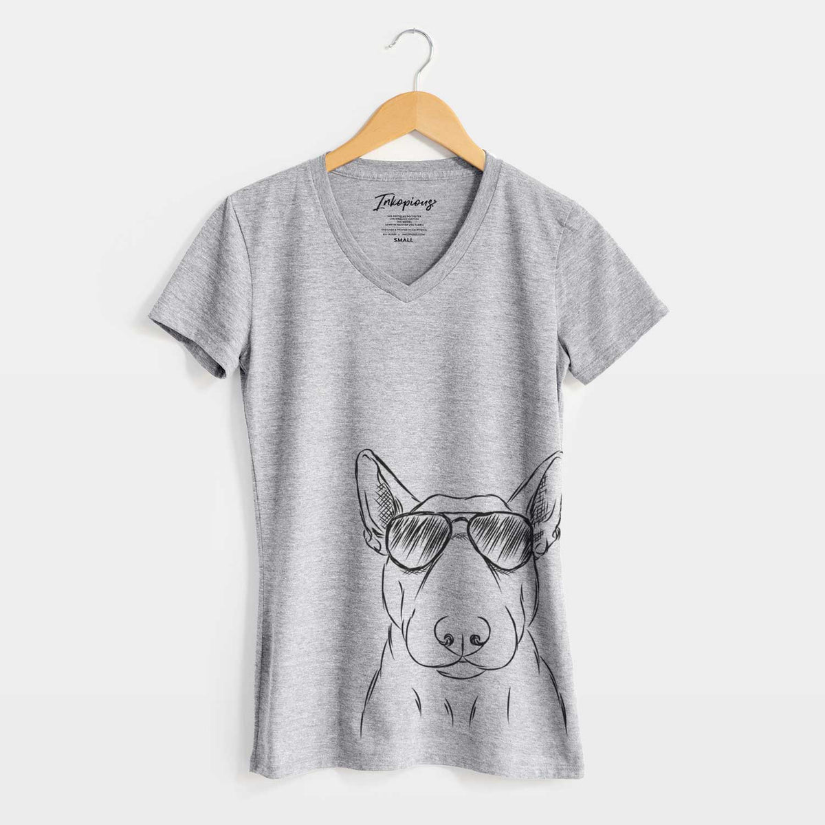 Aviator Jett the Bull Terrier - Women's V-neck Shirt