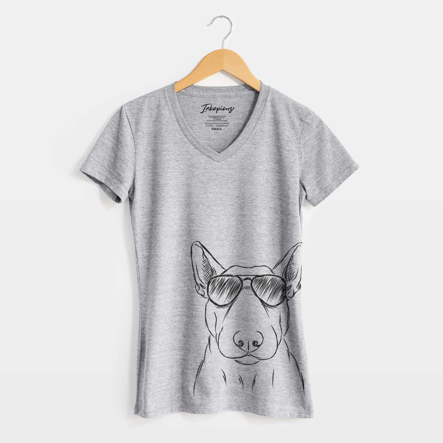 Aviator Jett the Bull Terrier - Women's V-neck Shirt
