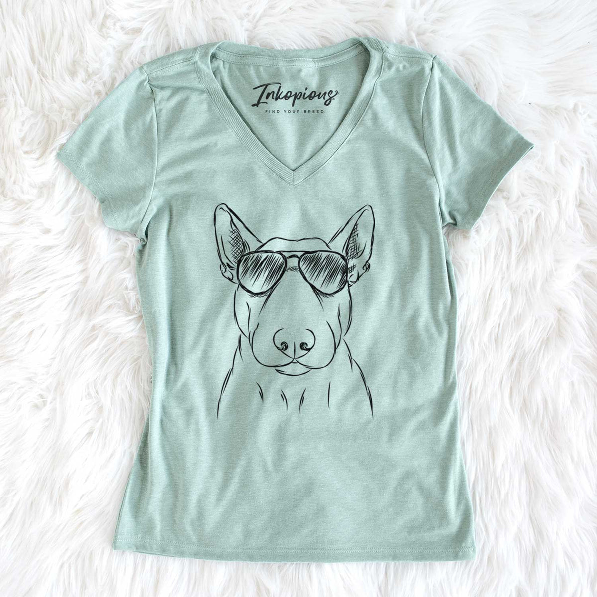 Aviator Jett the Bull Terrier - Women's V-neck Shirt