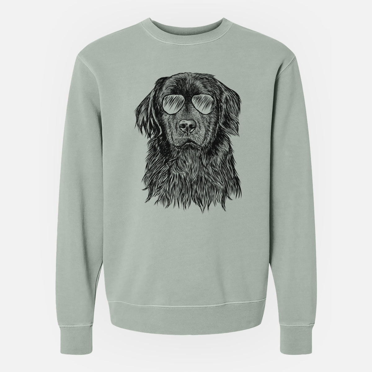 Aviator Jinx the Newfoundland - Unisex Pigment Dyed Crew Sweatshirt
