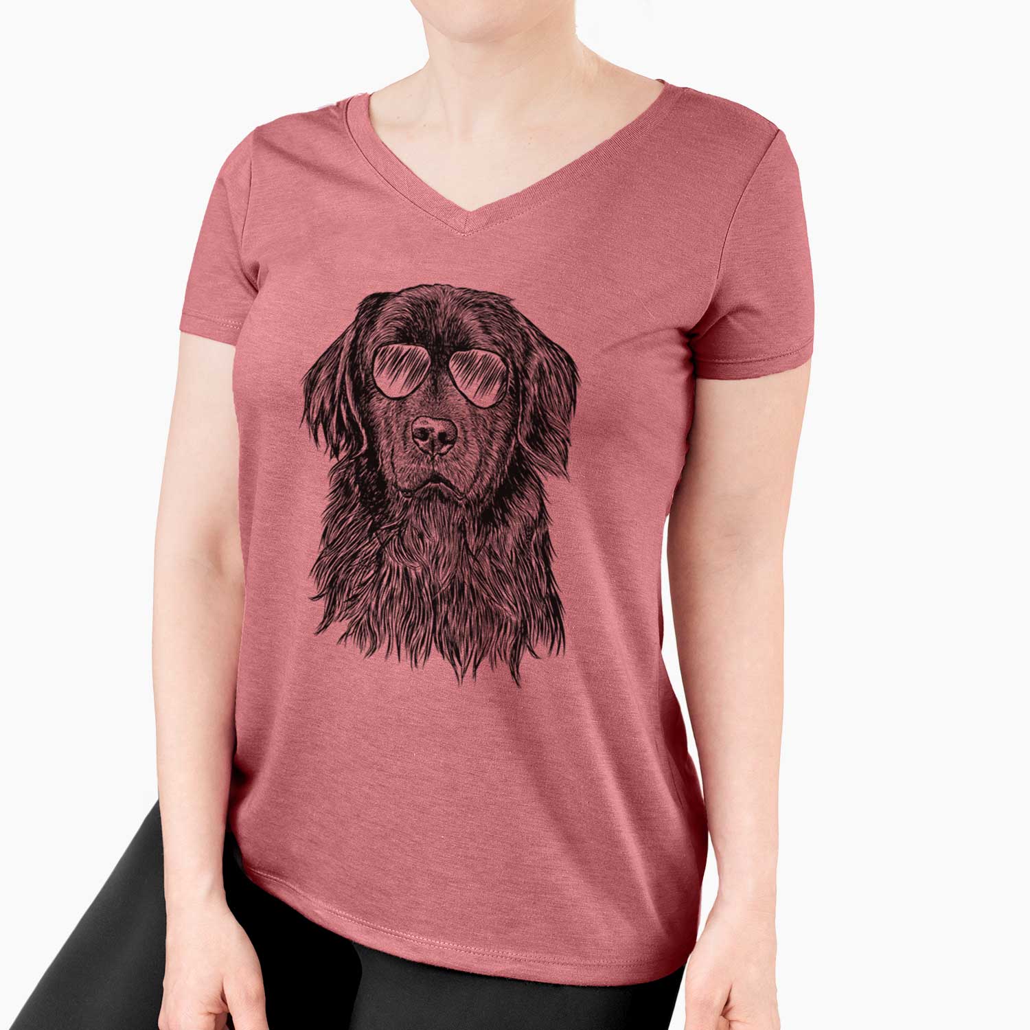 Aviator Jinx the Newfoundland - Women's V-neck Shirt