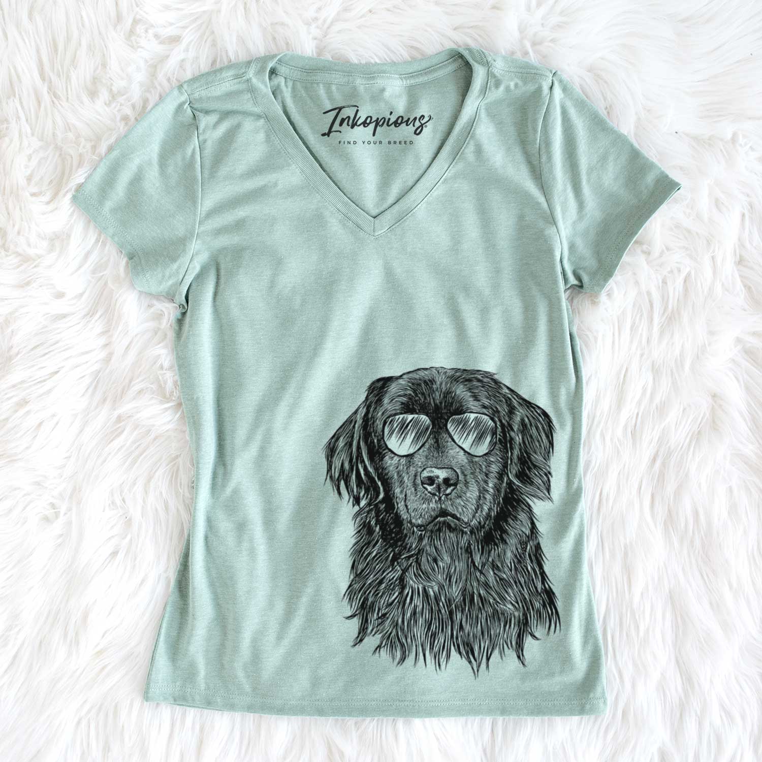 Aviator Jinx the Newfoundland - Women's V-neck Shirt