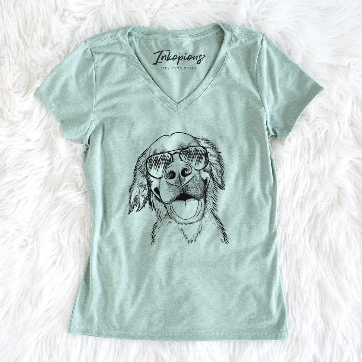 Aviator Jordy the Golden Retriever - Women's V-neck Shirt