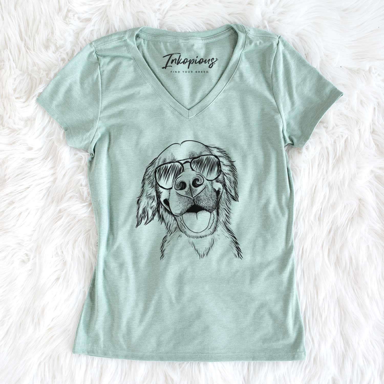 Aviator Jordy the Golden Retriever - Women's V-neck Shirt