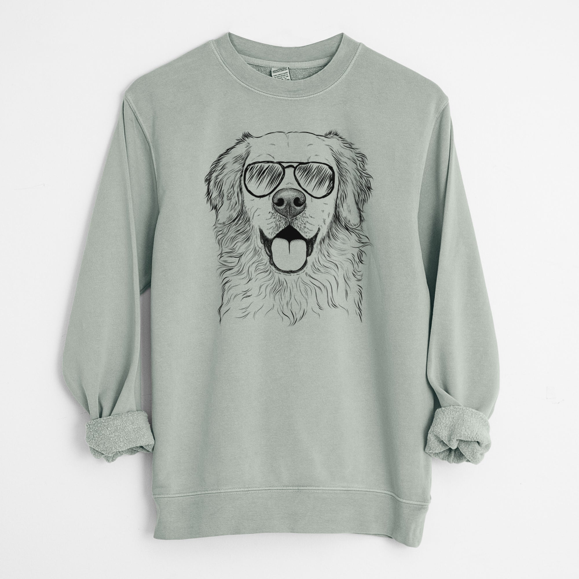 Aviator Juniper the Golden Retriever - Unisex Pigment Dyed Crew Sweatshirt