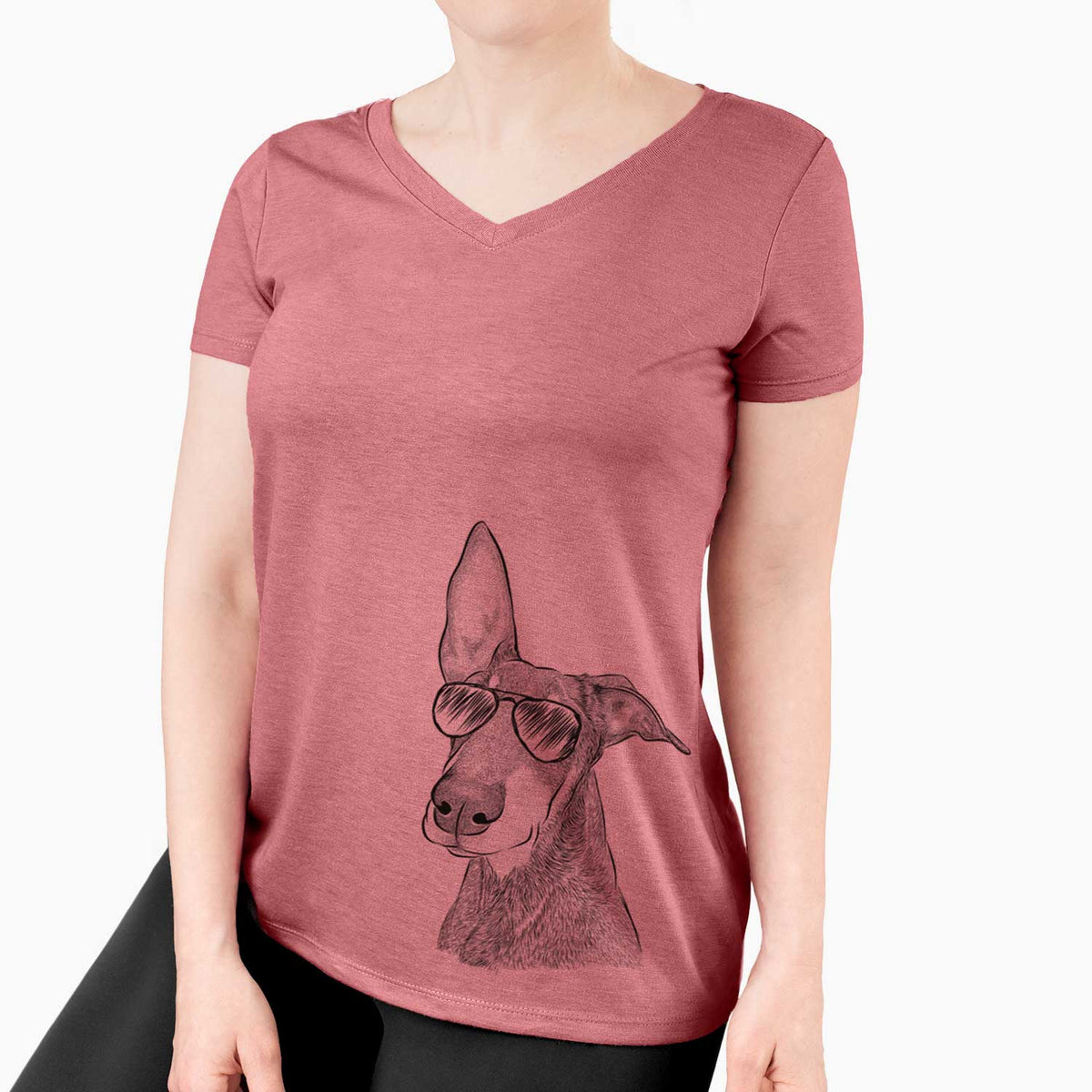 Aviator Kain the Doberman Pinscher - Women's V-neck Shirt