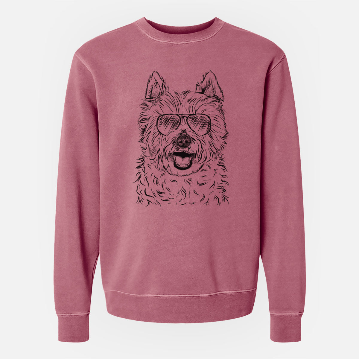 Aviator Kami the West Highland Terrier - Unisex Pigment Dyed Crew Sweatshirt
