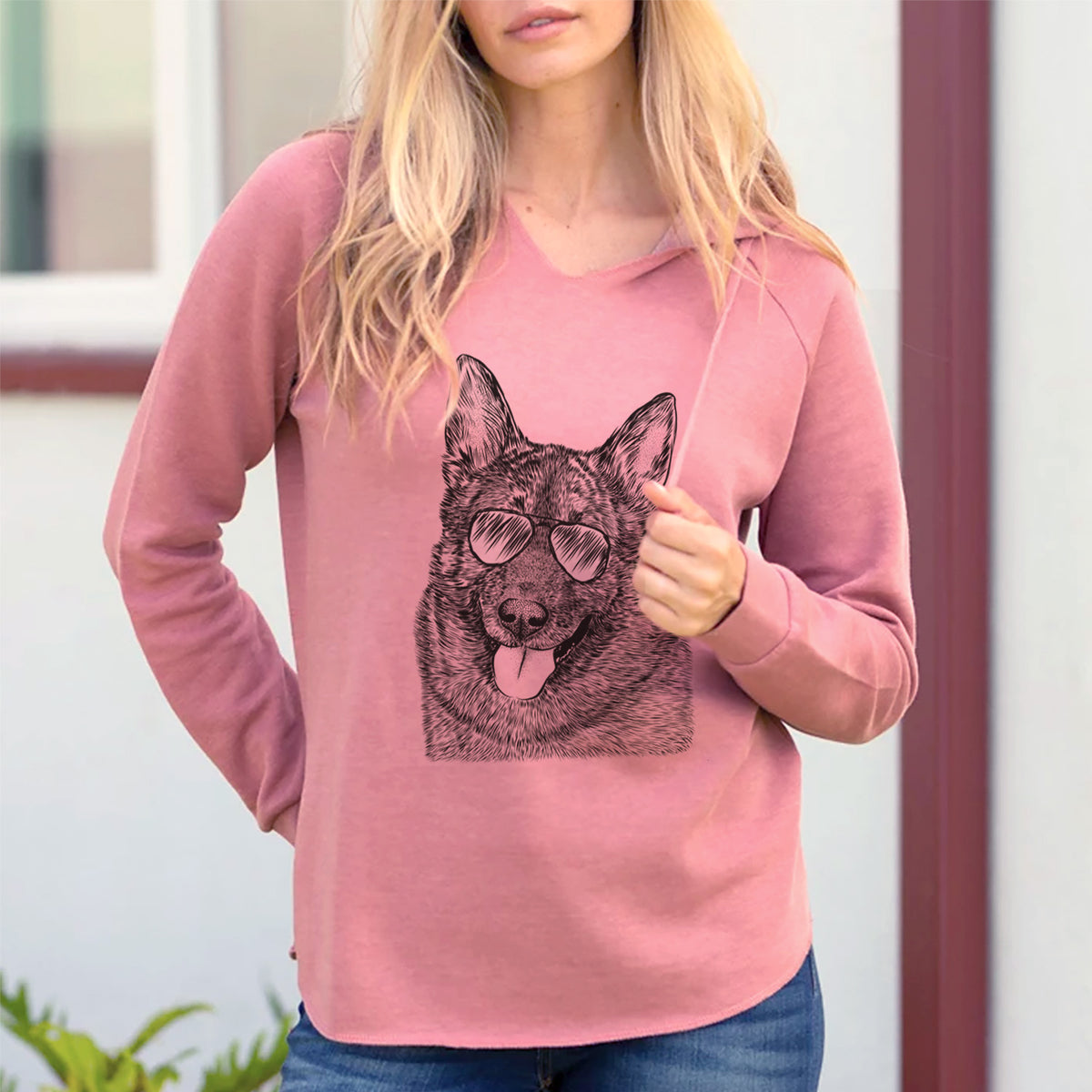 Aviator Kasia the Norwegian Elkhound - Cali Wave Hooded Sweatshirt