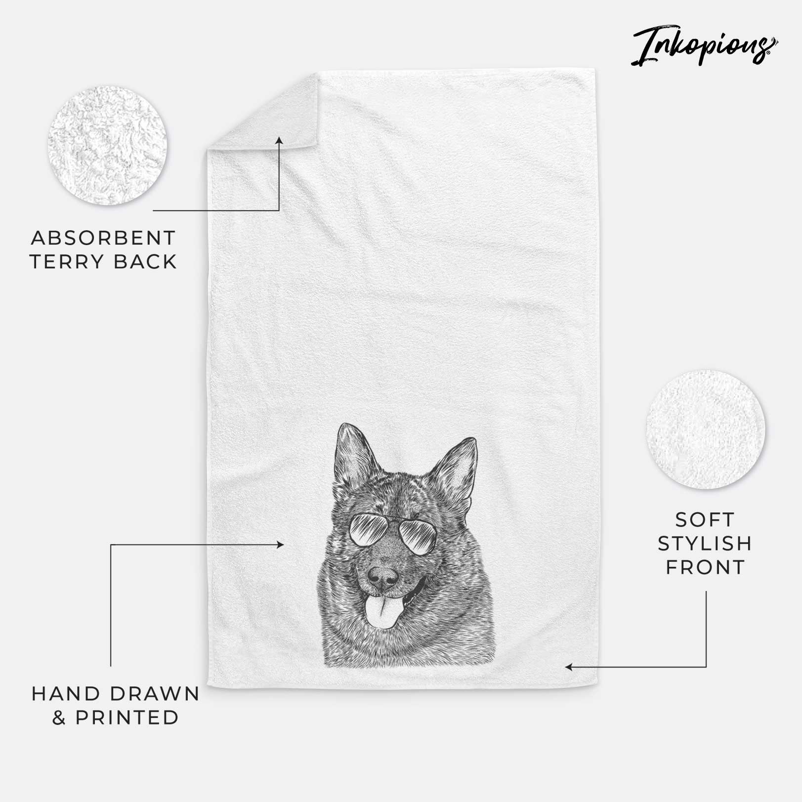 Kasia the Norwegian Elkhound Decorative Hand Towel