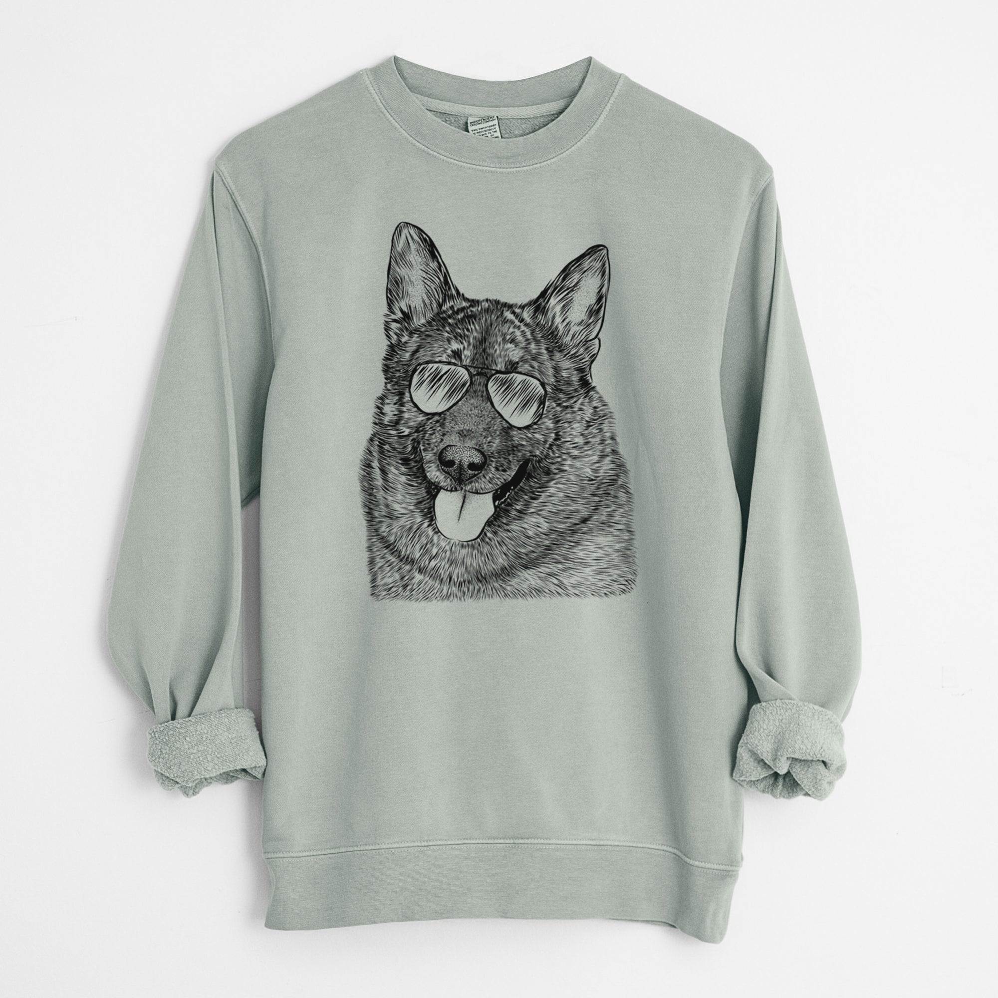 Aviator Kasia the Norwegian Elkhound - Unisex Pigment Dyed Crew Sweatshirt