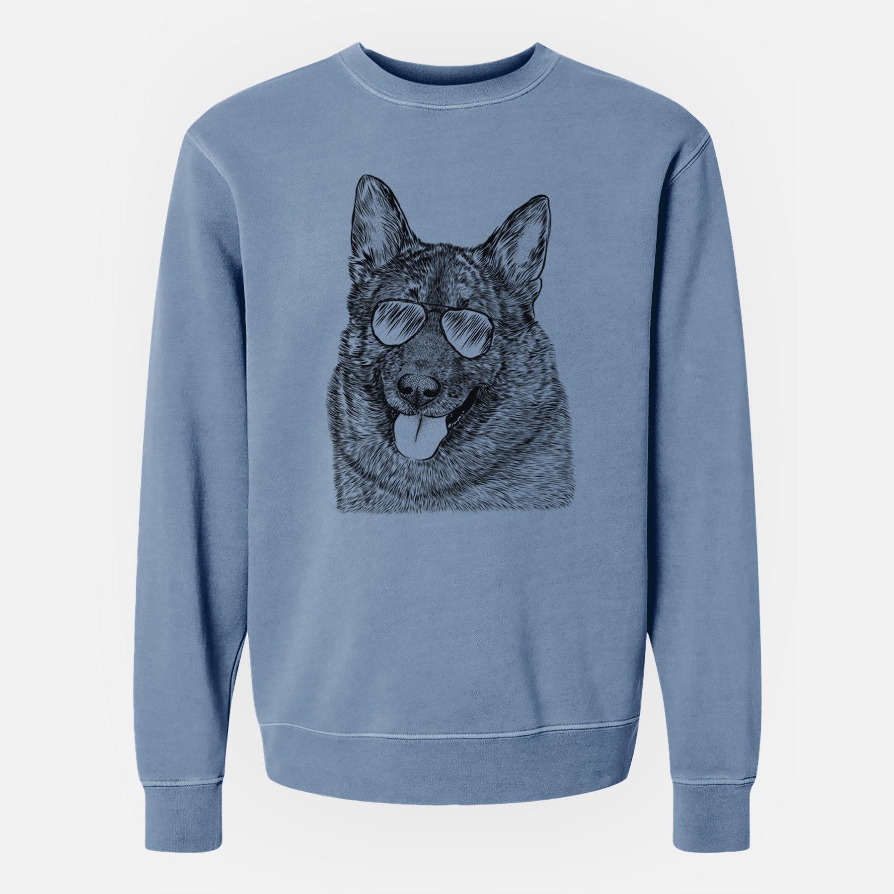 Aviator Kasia the Norwegian Elkhound - Unisex Pigment Dyed Crew Sweatshirt