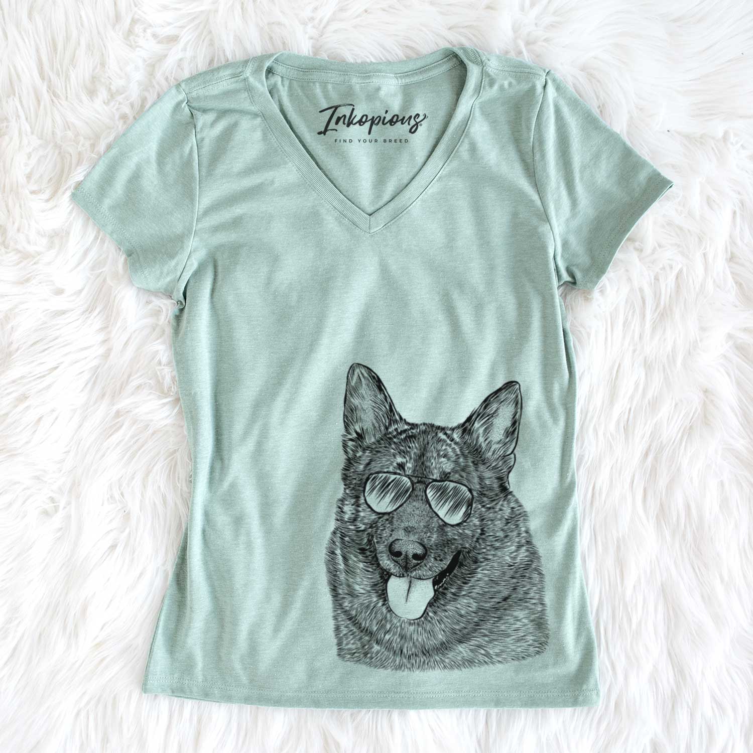 Aviator Kasia the Norwegian Elkhound - Women's V-neck Shirt