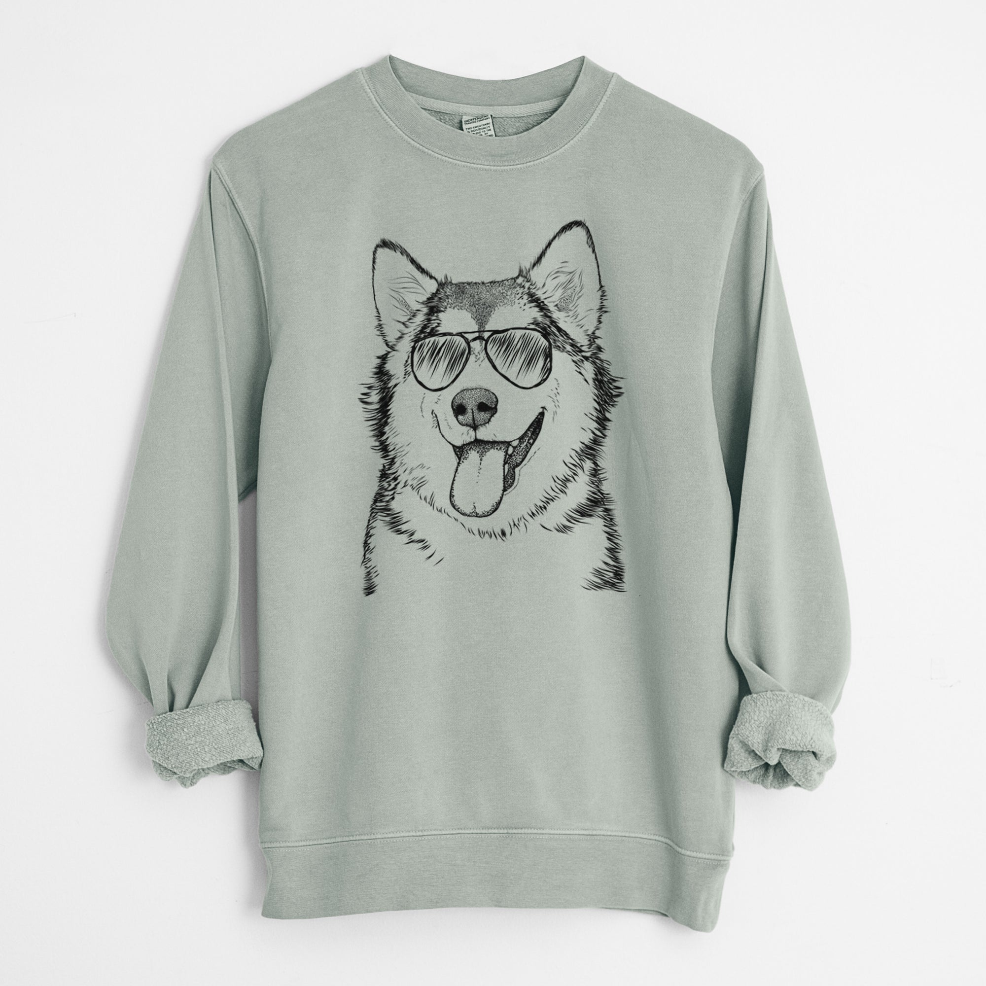 Aviator Kaskae the Alaskan Malamute - Unisex Pigment Dyed Crew Sweatshirt