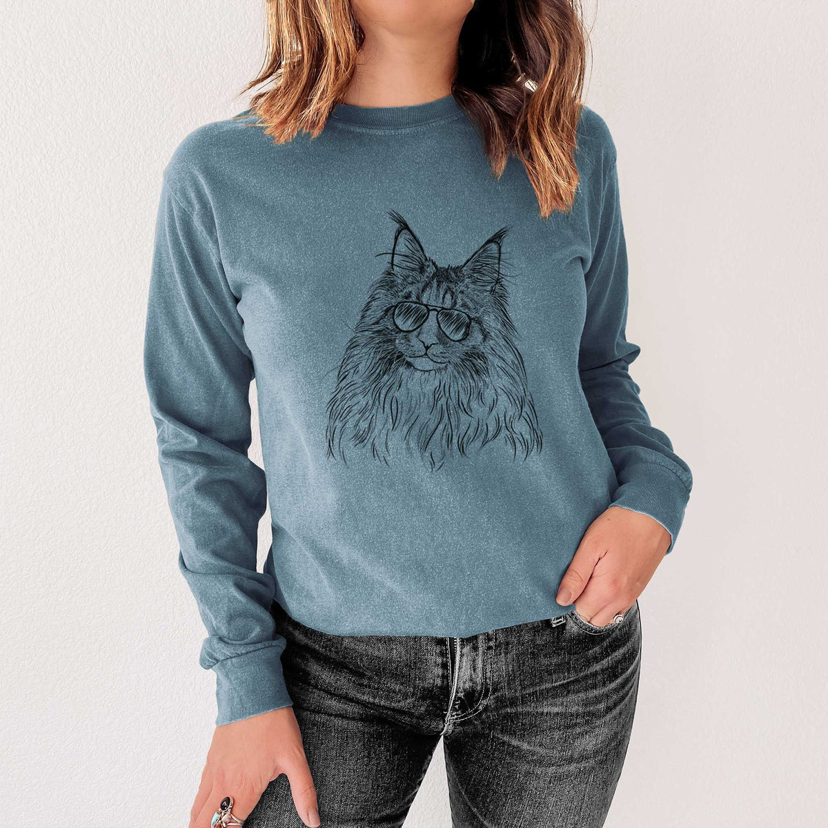 Aviators Kiki the Maine Coon Cat - Heavyweight 100% Cotton Long Sleeve