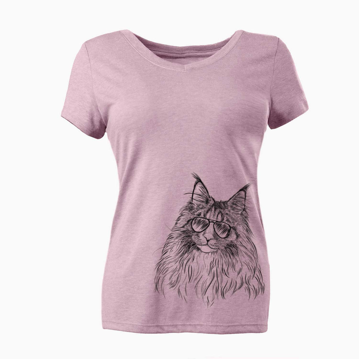 Aviator Kiki the Maine Coon Cat - Women's V-neck Shirt