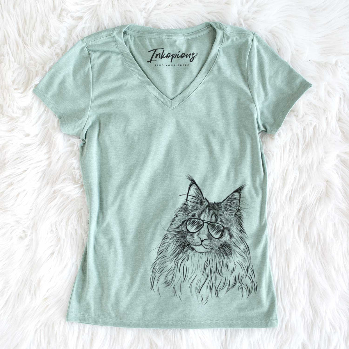 Kiki the Maine Coon Cat - Women's V-neck Shirt