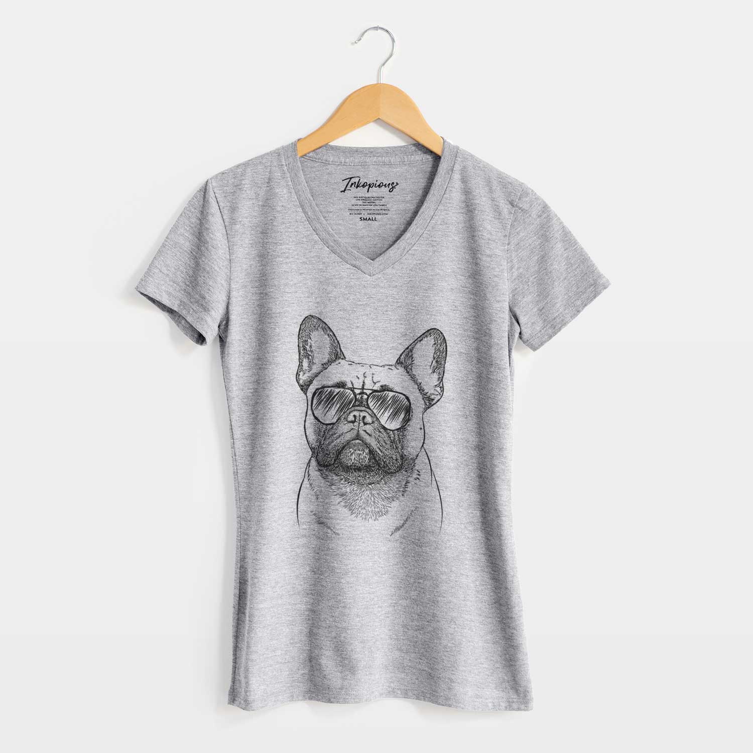 Aviator Kingsleigh the French Bulldog - Women's V-neck Shirt