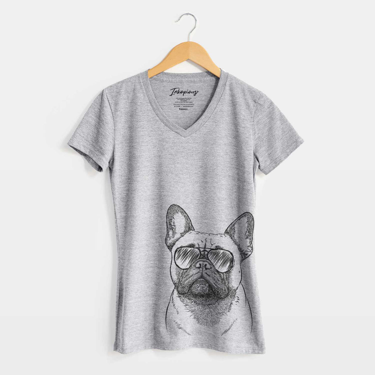 Aviator Kingsleigh the French Bulldog - Women&#39;s V-neck Shirt