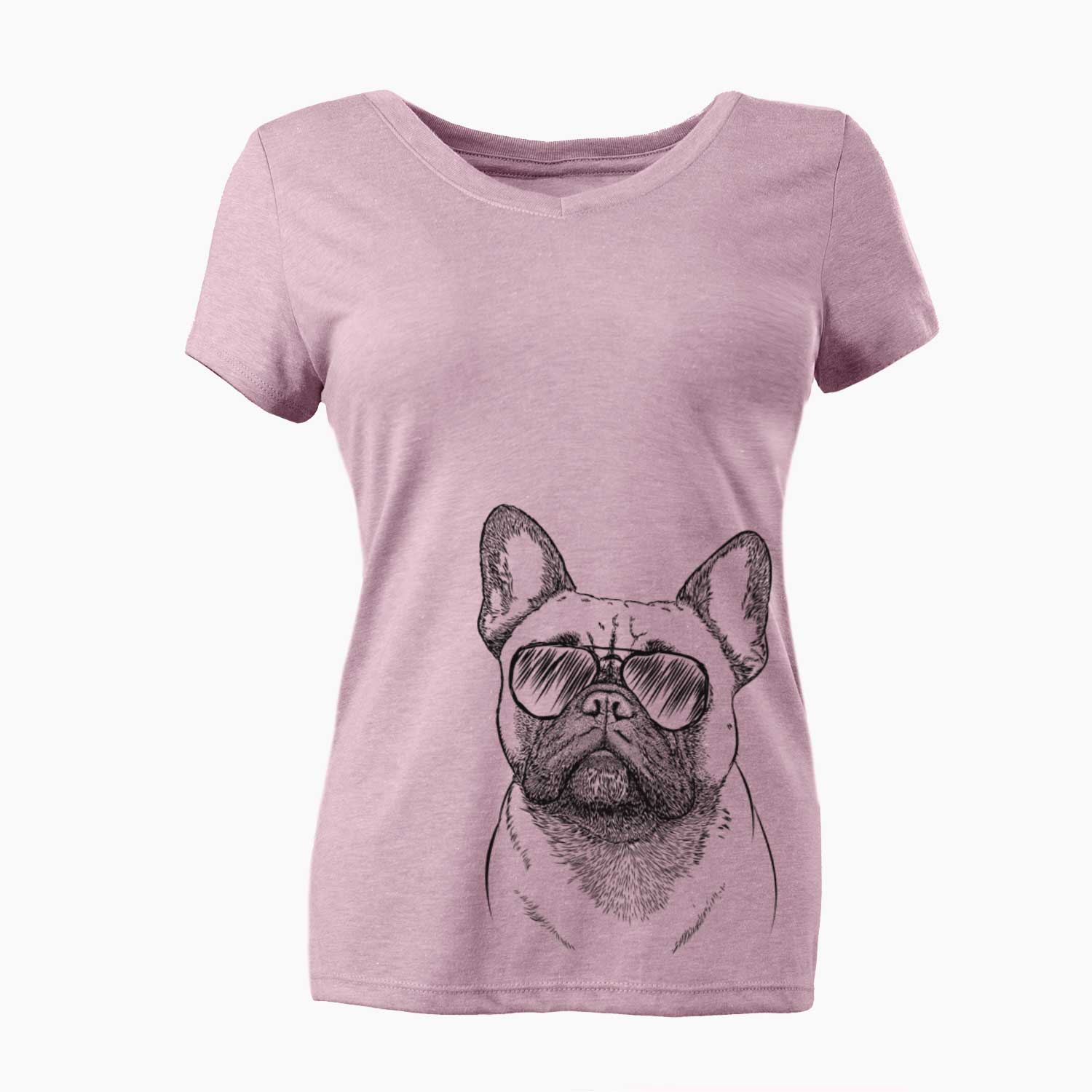 Aviator Kingsleigh the French Bulldog - Women's V-neck Shirt