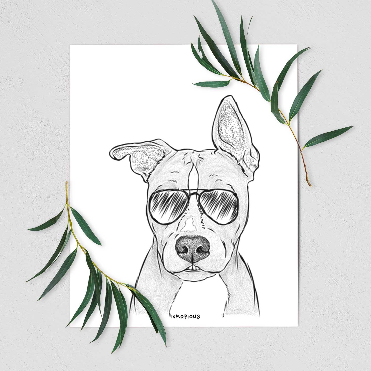 Kisses the Pitbull Art Print