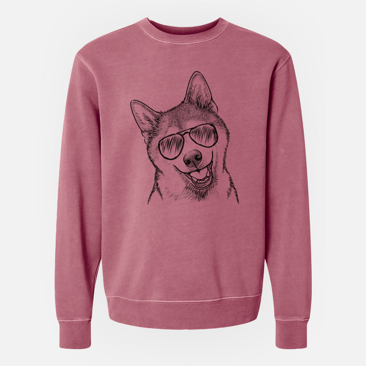 Aviator Koby the Shiba Inu - Unisex Pigment Dyed Crew Sweatshirt
