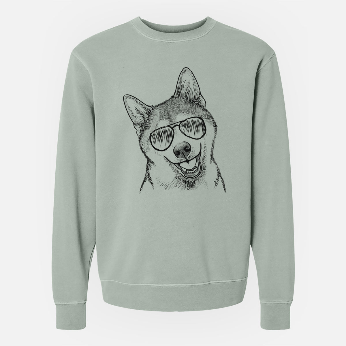 Aviator Koby the Shiba Inu - Unisex Pigment Dyed Crew Sweatshirt
