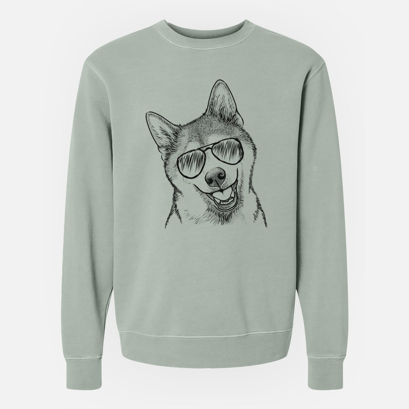 Aviator Koby the Shiba Inu - Unisex Pigment Dyed Crew Sweatshirt