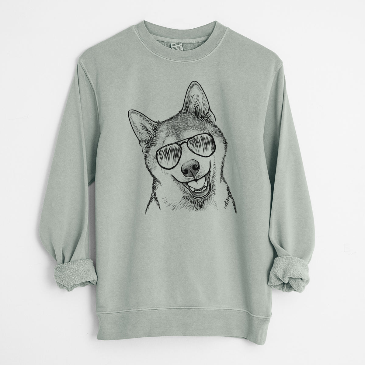 Aviator Koby the Shiba Inu - Unisex Pigment Dyed Crew Sweatshirt
