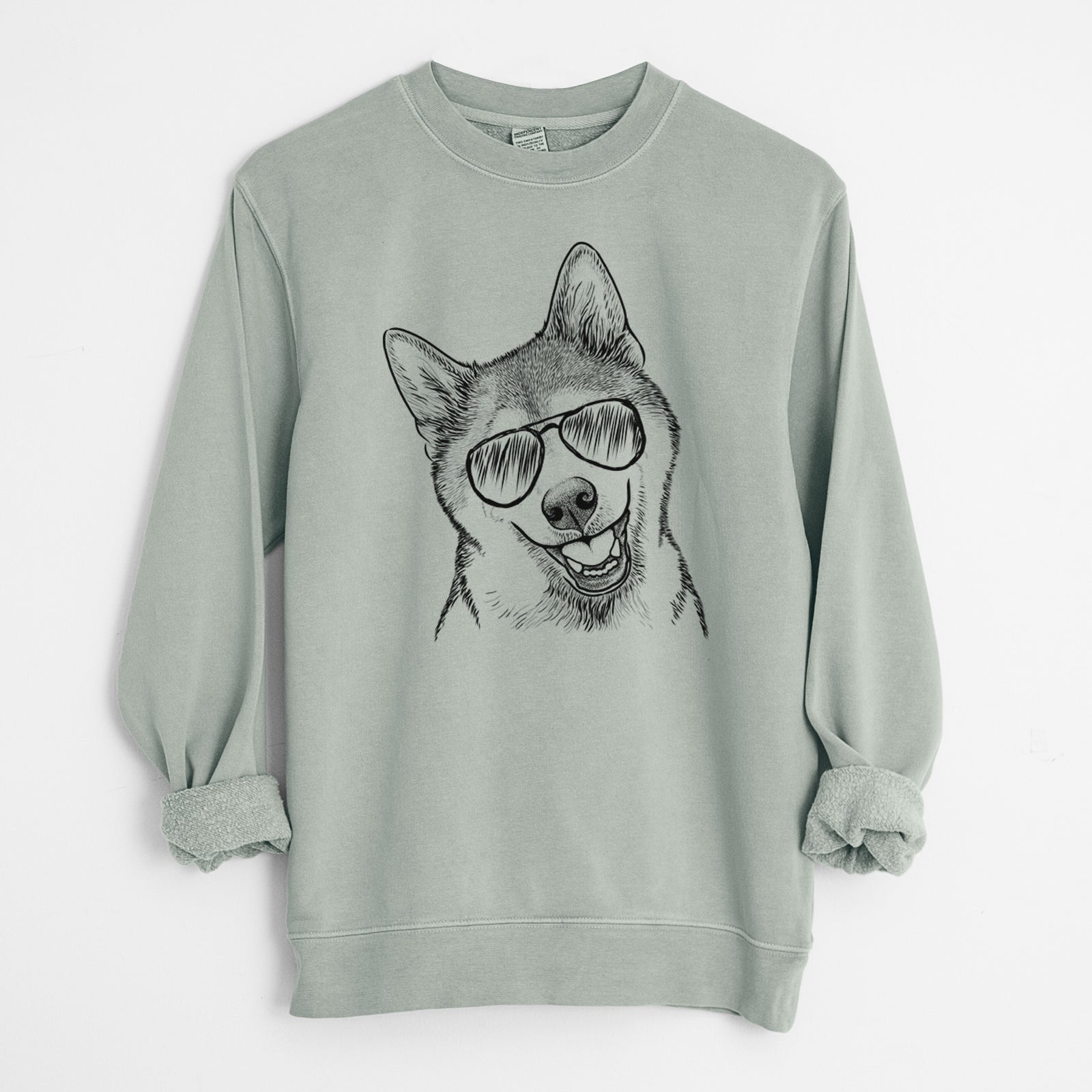 Aviator Koby the Shiba Inu - Unisex Pigment Dyed Crew Sweatshirt