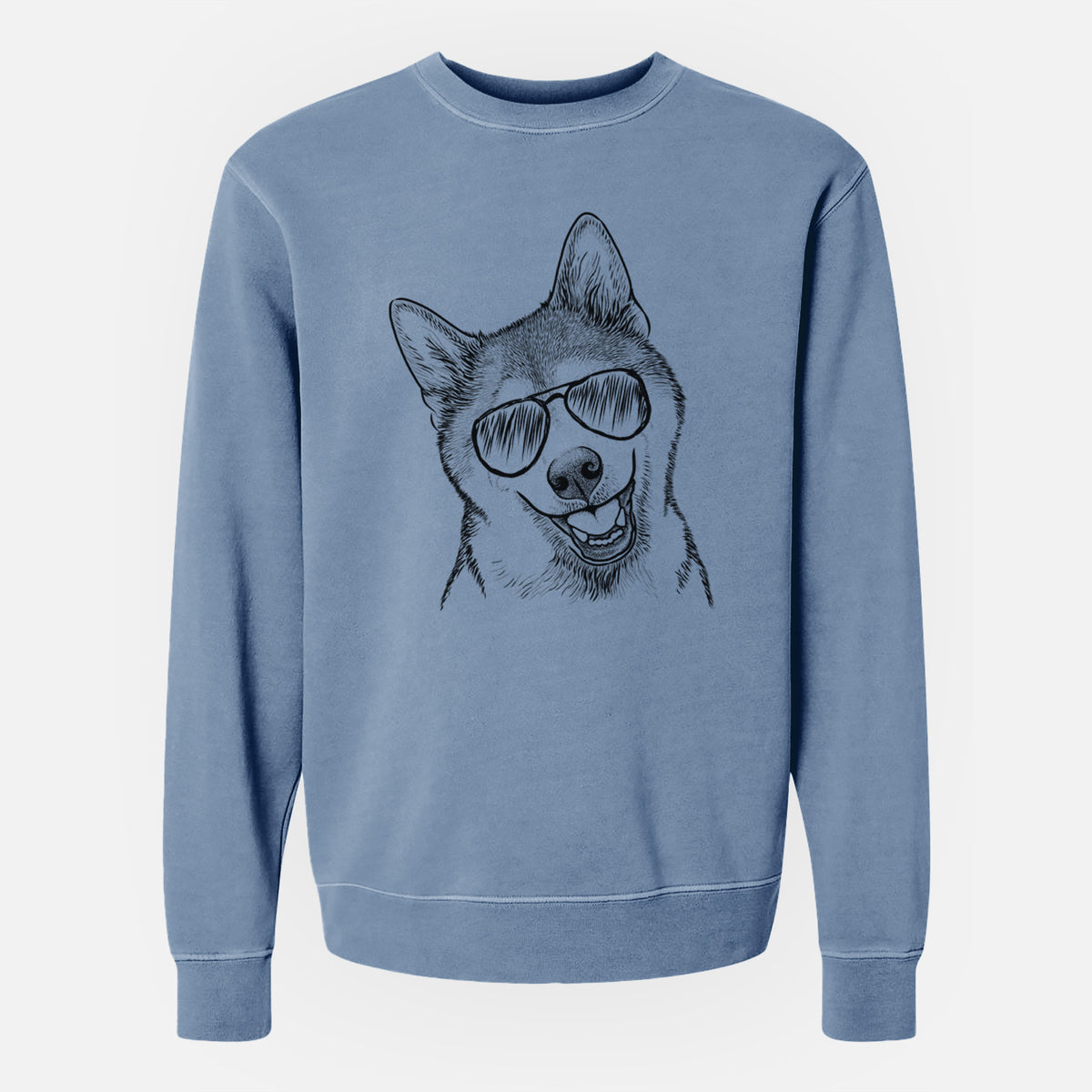 Aviator Koby the Shiba Inu - Unisex Pigment Dyed Crew Sweatshirt