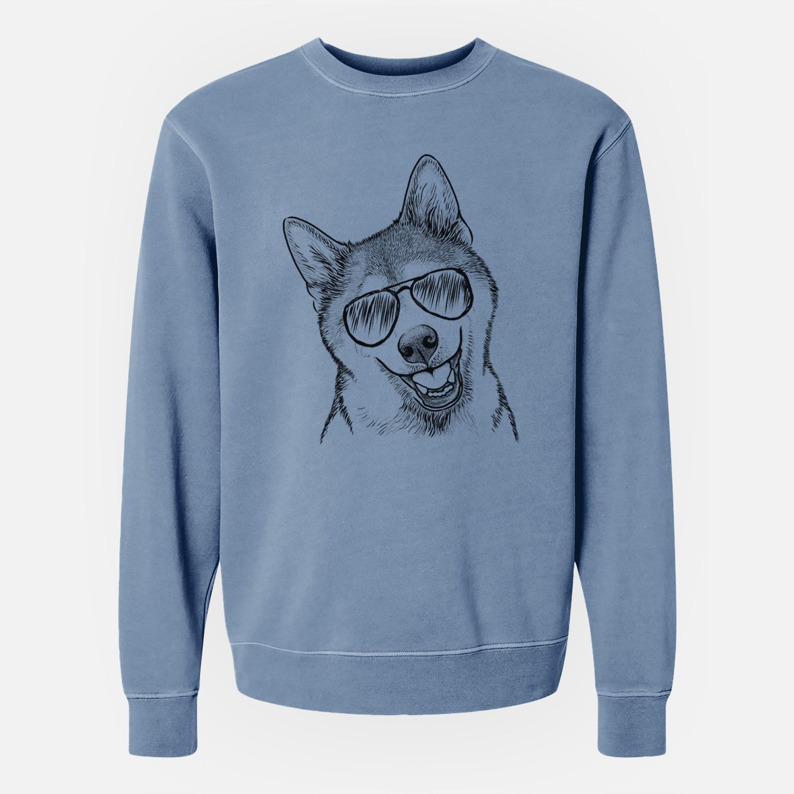 Aviator Koby the Shiba Inu - Unisex Pigment Dyed Crew Sweatshirt