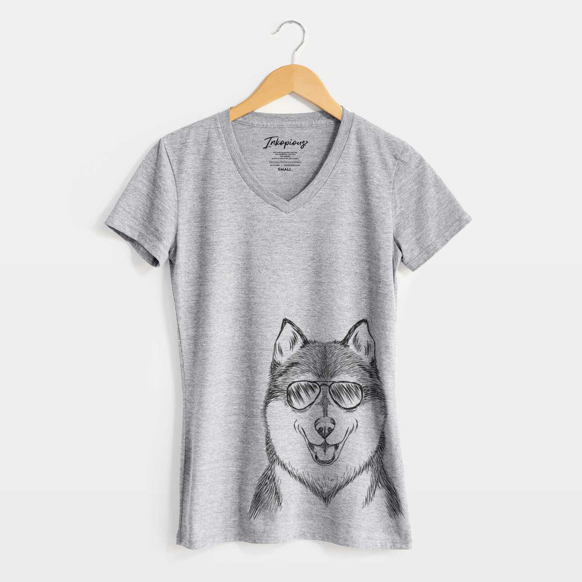 Aviator Koda the Siberian Husky - Women&#39;s V-neck Shirt