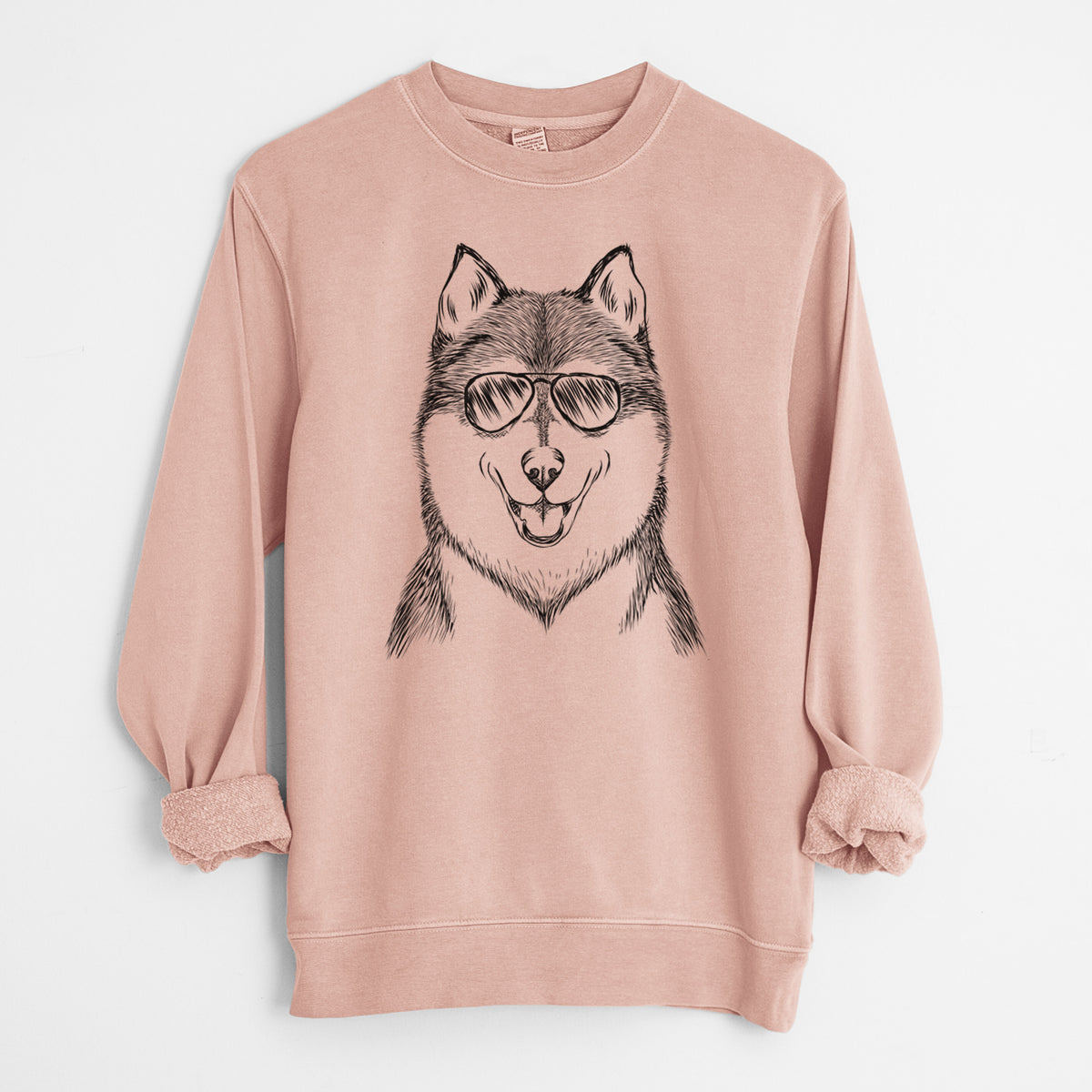 Aviator Koda the Siberian Husky - Unisex Pigment Dyed Crew Sweatshirt