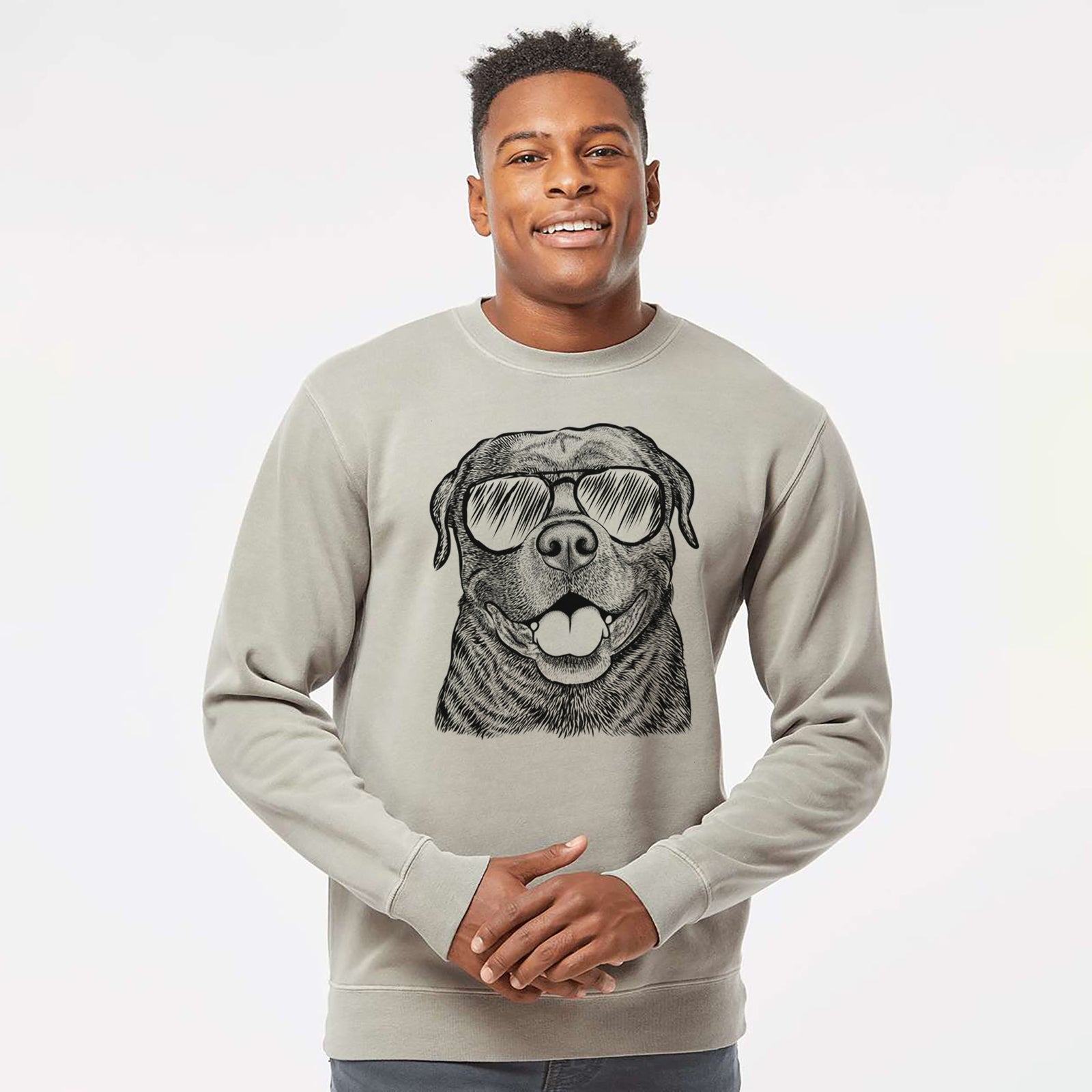 Aviator Kojak the Rottweiler - Unisex Pigment Dyed Crew Sweatshirt