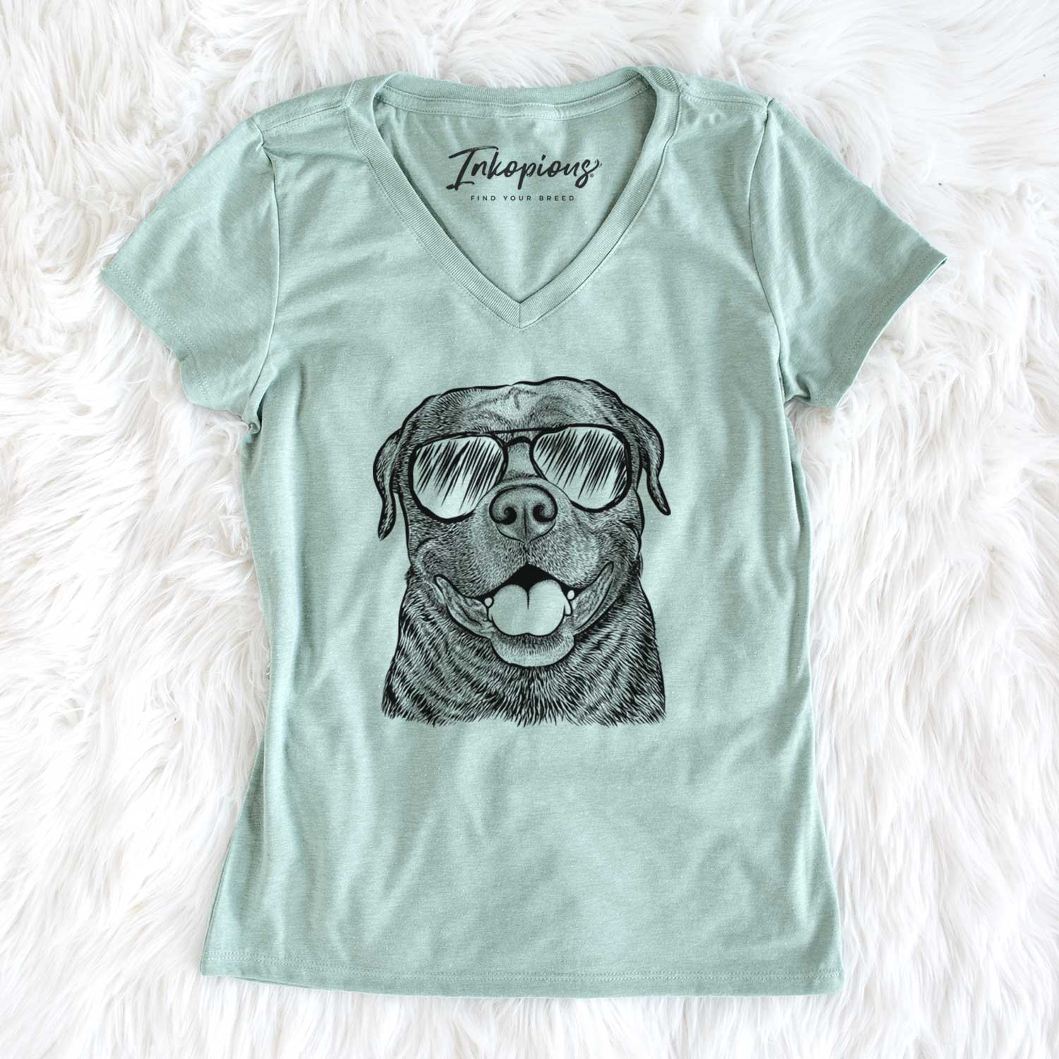 Aviator Kojak the Rottweiler - Women's V-neck Shirt