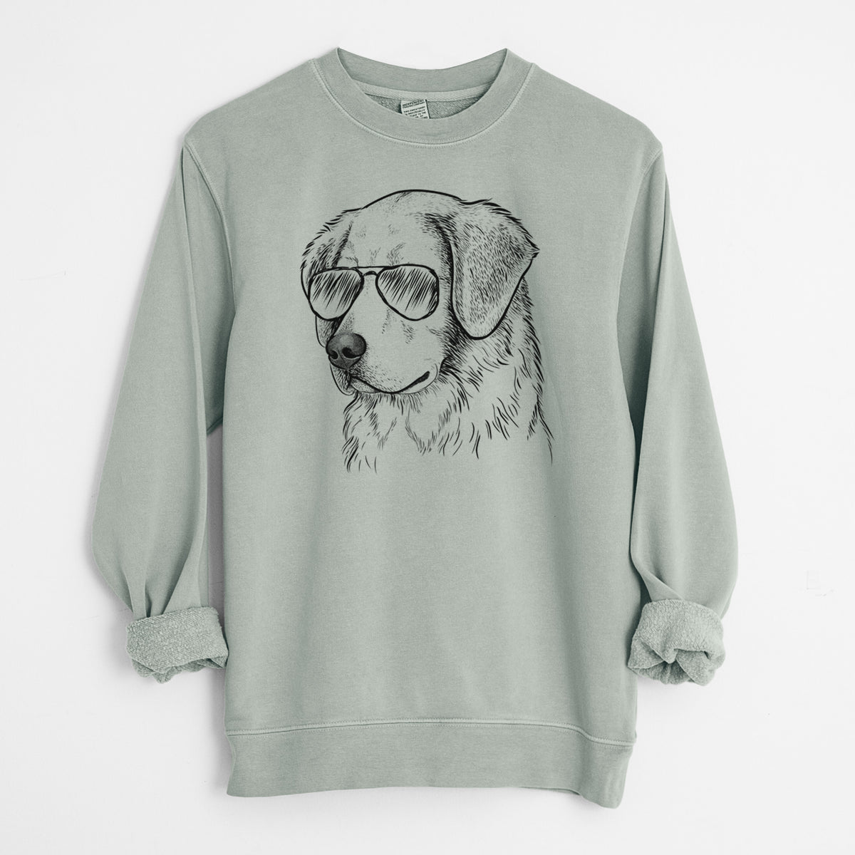 Aviator Kula the Golden Retriever - Unisex Pigment Dyed Crew Sweatshirt