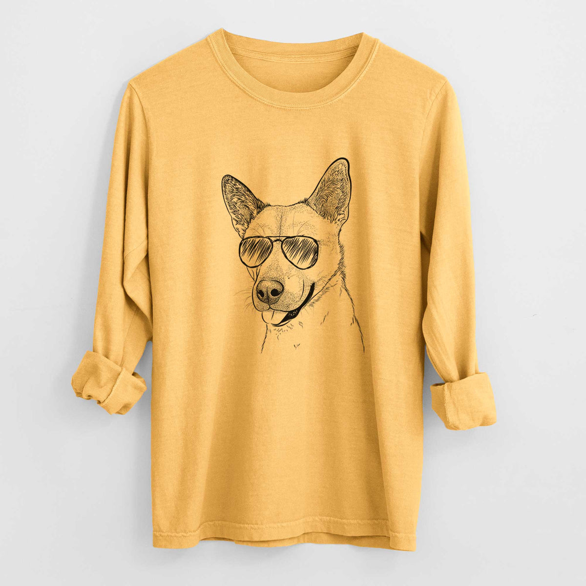 Aviators Kulfi the Jindo Shiba Inu Mix - Heavyweight 100% Cotton Long Sleeve