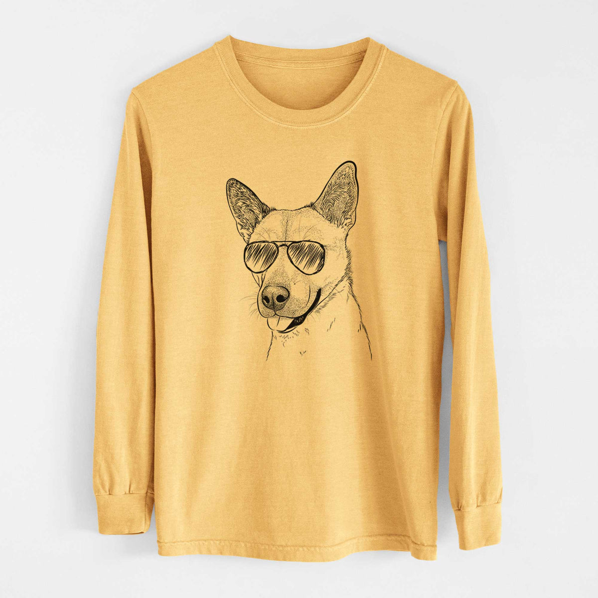 Aviators Kulfi the Jindo Shiba Inu Mix - Heavyweight 100% Cotton Long Sleeve