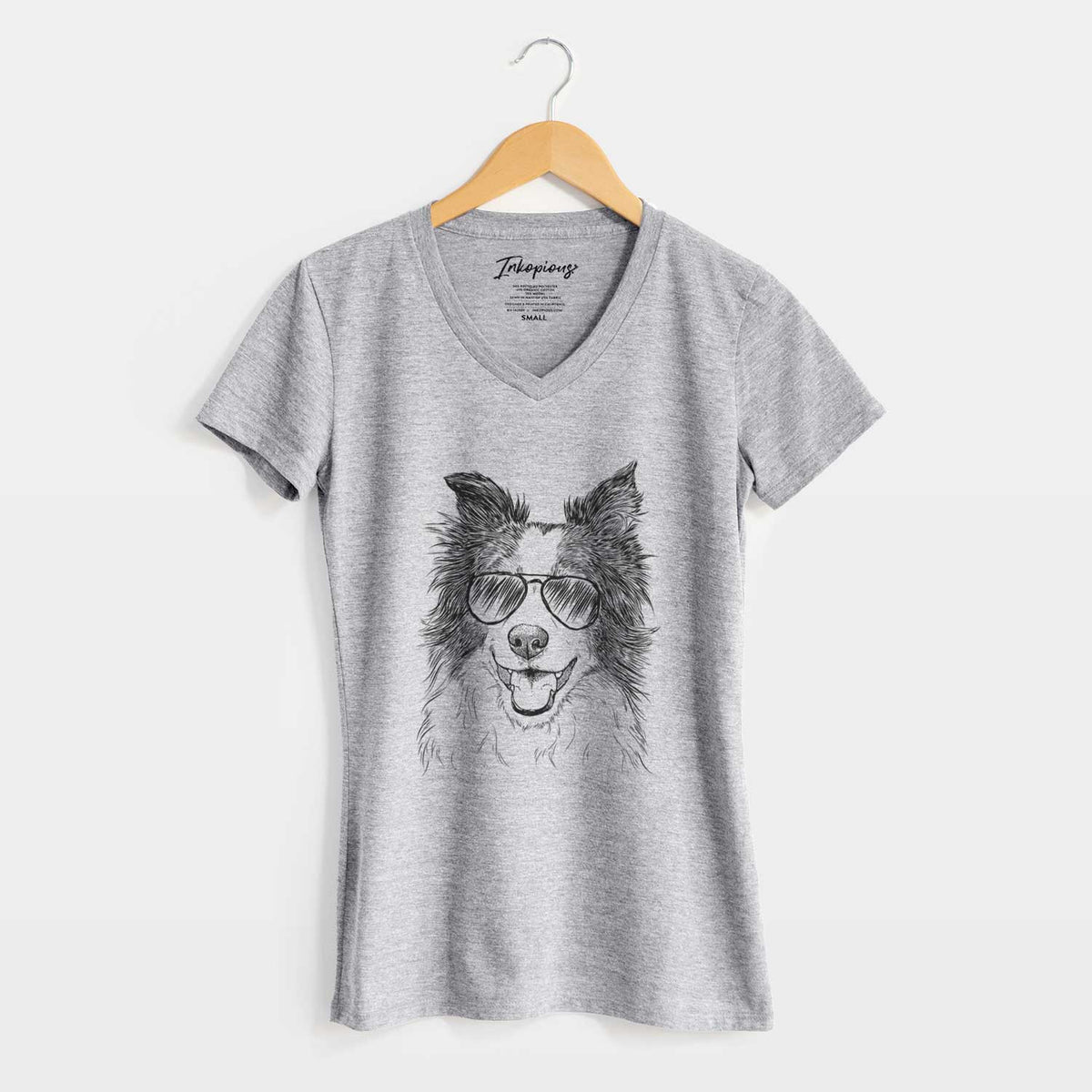 Aviator Kylee the Border Collie - Women's V-neck Shirt