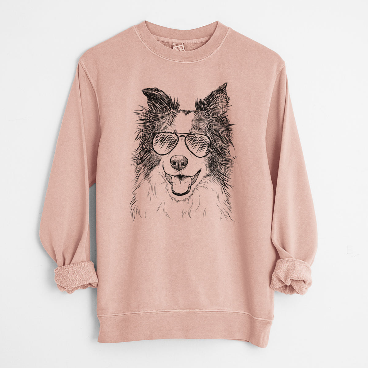 Aviator Kylee the Border Collie - Unisex Pigment Dyed Crew Sweatshirt