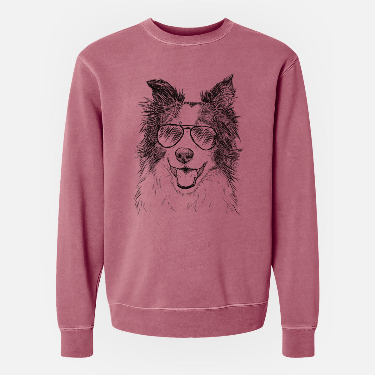 Aviator Kylee the Border Collie - Unisex Pigment Dyed Crew Sweatshirt