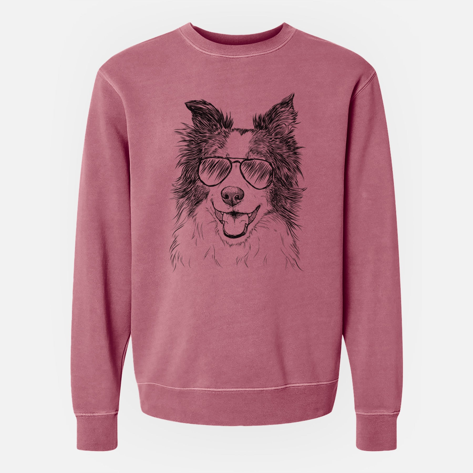 Aviator Kylee the Border Collie - Unisex Pigment Dyed Crew Sweatshirt